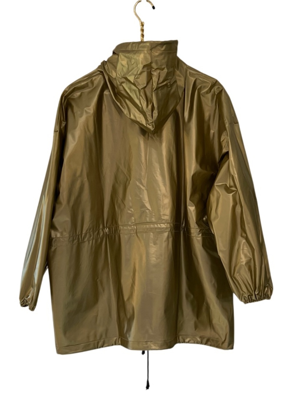 Betmar Gold Vinyl Hooded Raincoat Zip Front Oversized M - Picture 3 of 8